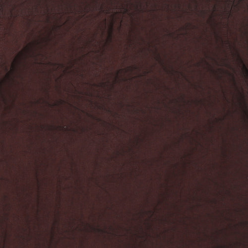 Primark Mens Red  Cotton  Button-Up Size L Collared Button