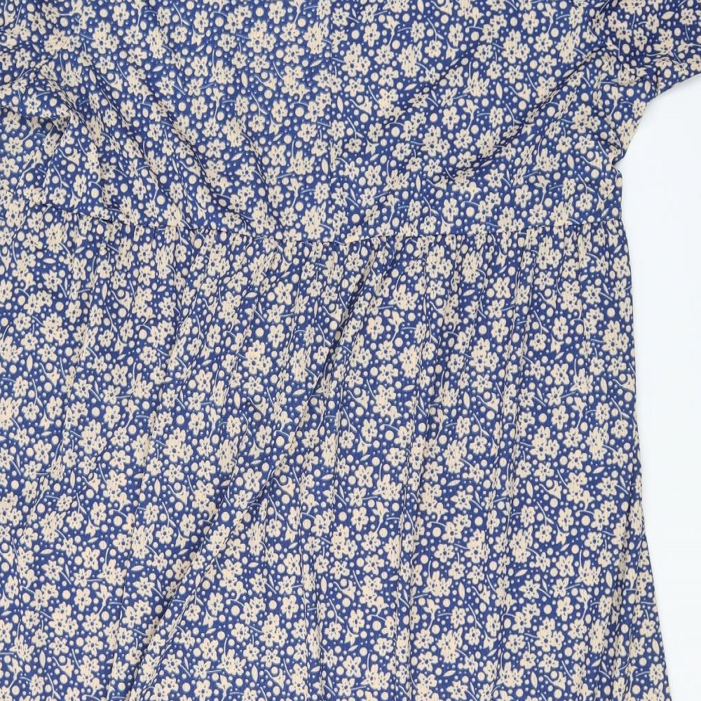 LOVEYOURS Womens Blue Floral Viscose Maxi  Size 30  Round Neck Pullover