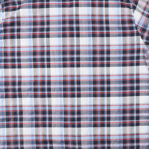 Malay Mens Blue Plaid Cotton  Button-Up Size M Collared Button