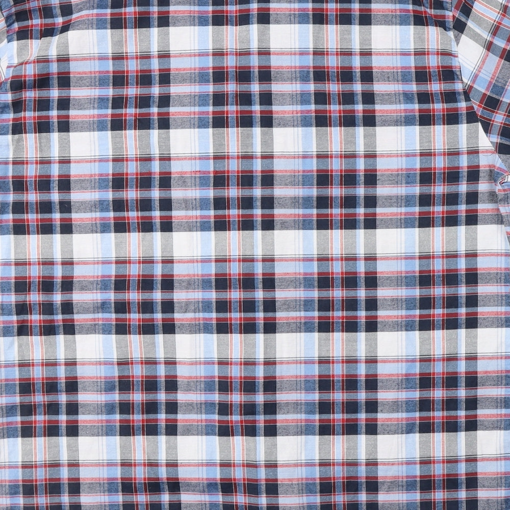 Malay Mens Blue Plaid Cotton  Button-Up Size M Collared Button