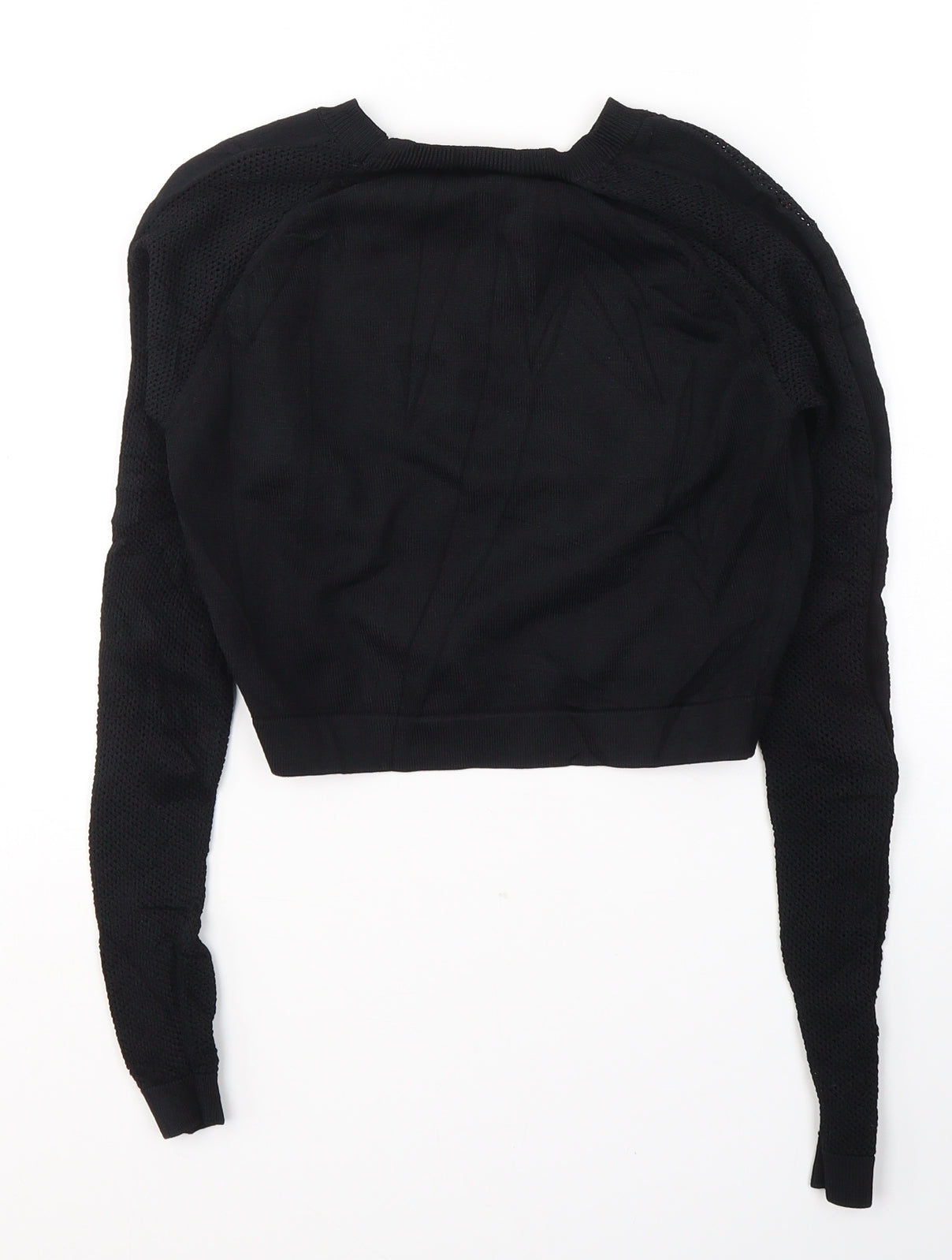 River Island Womens Black  Viscose Cropped Blouse Size 8 Round Neck