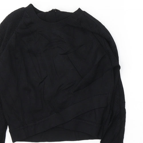River Island Womens Black  Viscose Cropped Blouse Size 8 Round Neck