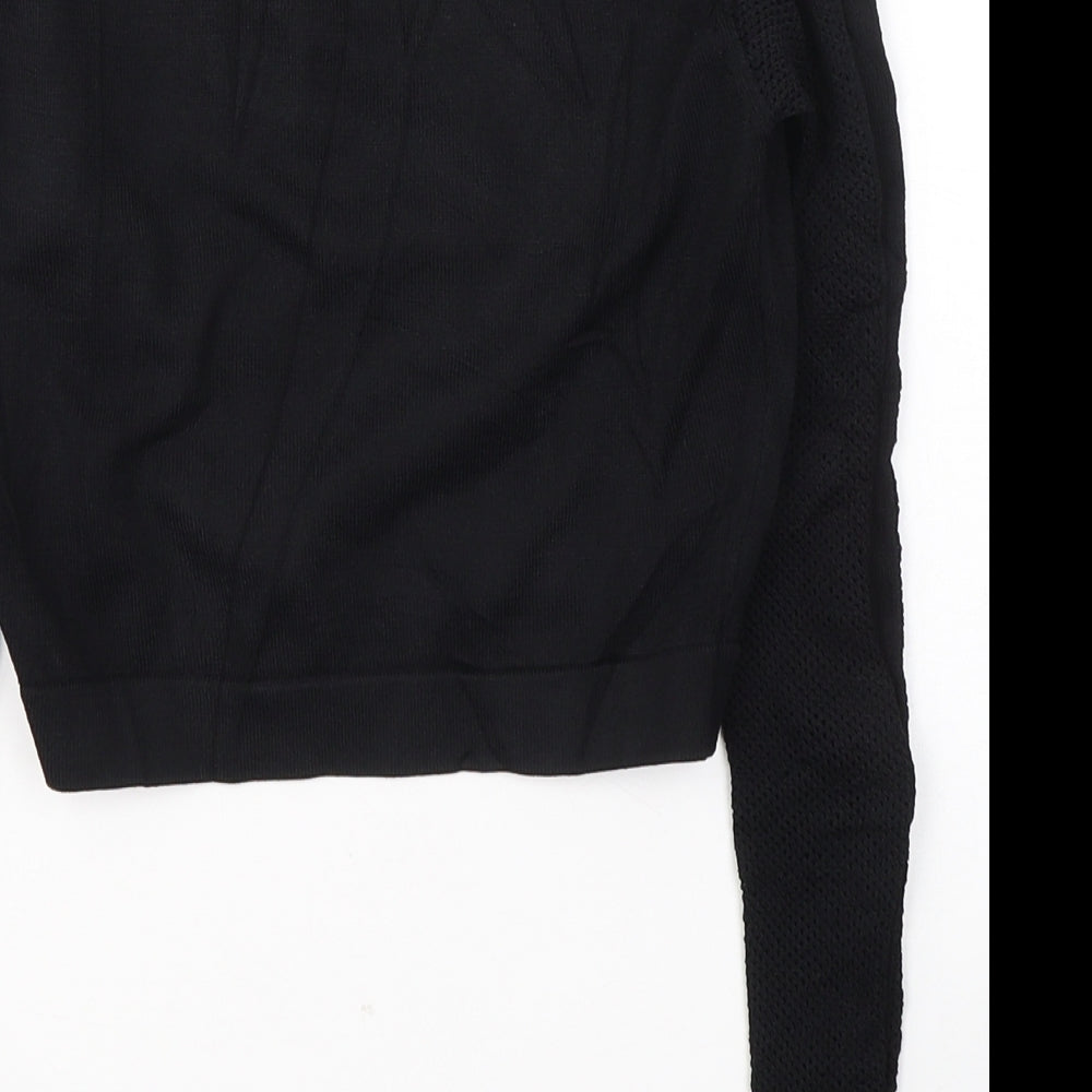 River Island Womens Black  Viscose Cropped Blouse Size 8 Round Neck
