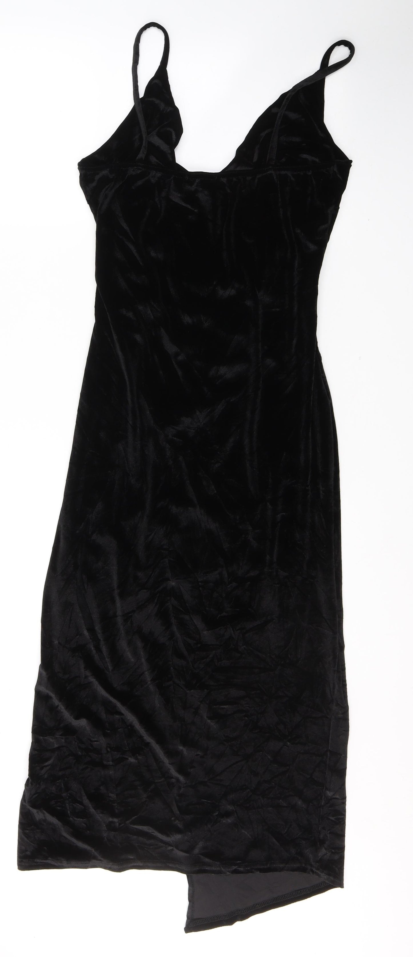 Boohoo Womens Black  Polyester Slip Dress  Size 16  V-Neck Pullover