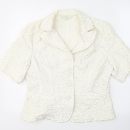 Marks and Spencer Womens White Floral  Jacket Blazer Size M  Button