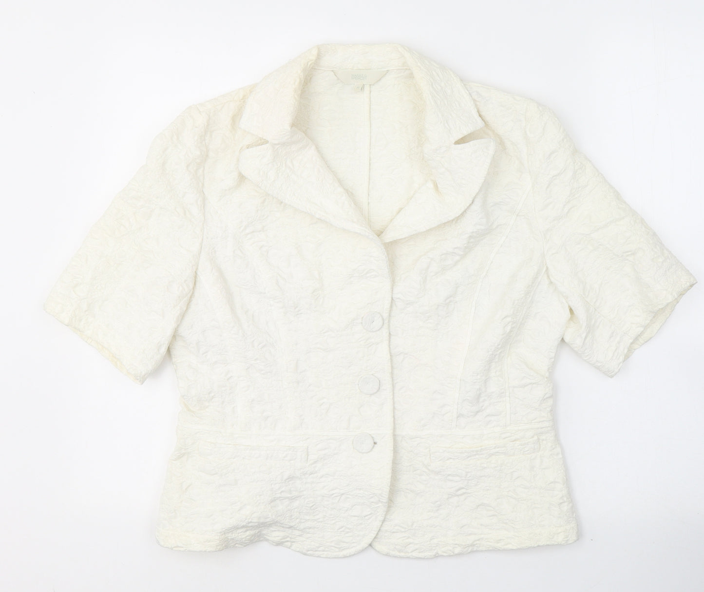 Marks and Spencer Womens White Floral  Jacket Blazer Size M  Button
