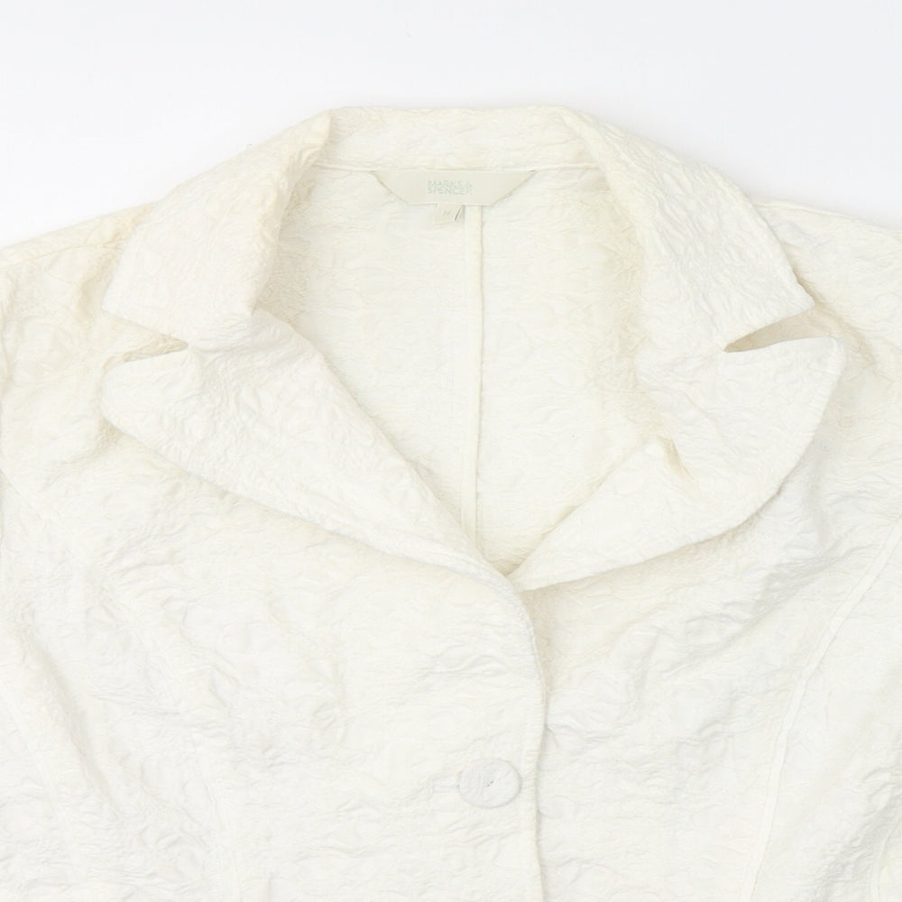 Marks and Spencer Womens White Floral  Jacket Blazer Size M  Button
