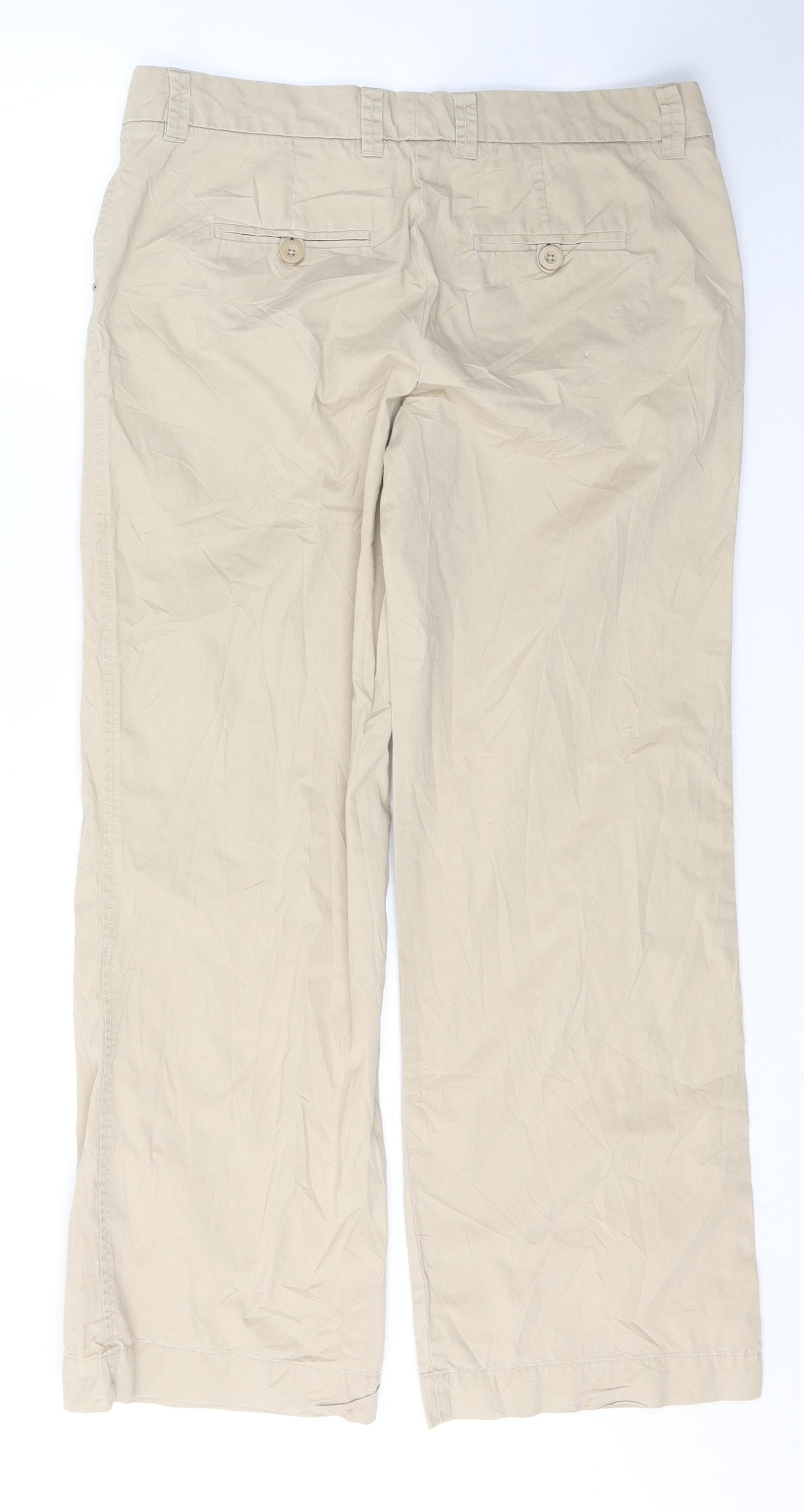 Marks and Spencer Womens Beige  Cotton Trousers  Size 14 L30 in Regular Button