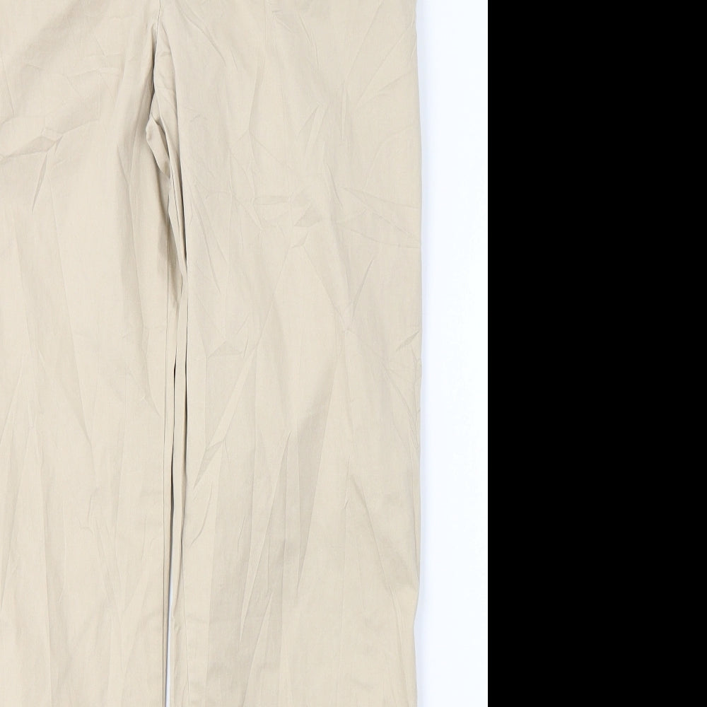 Marks and Spencer Womens Beige  Cotton Trousers  Size 14 L30 in Regular Button