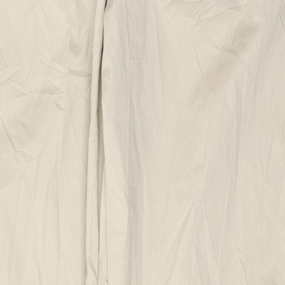 Marks and Spencer Womens Beige  Cotton Trousers  Size 14 L30 in Regular Button