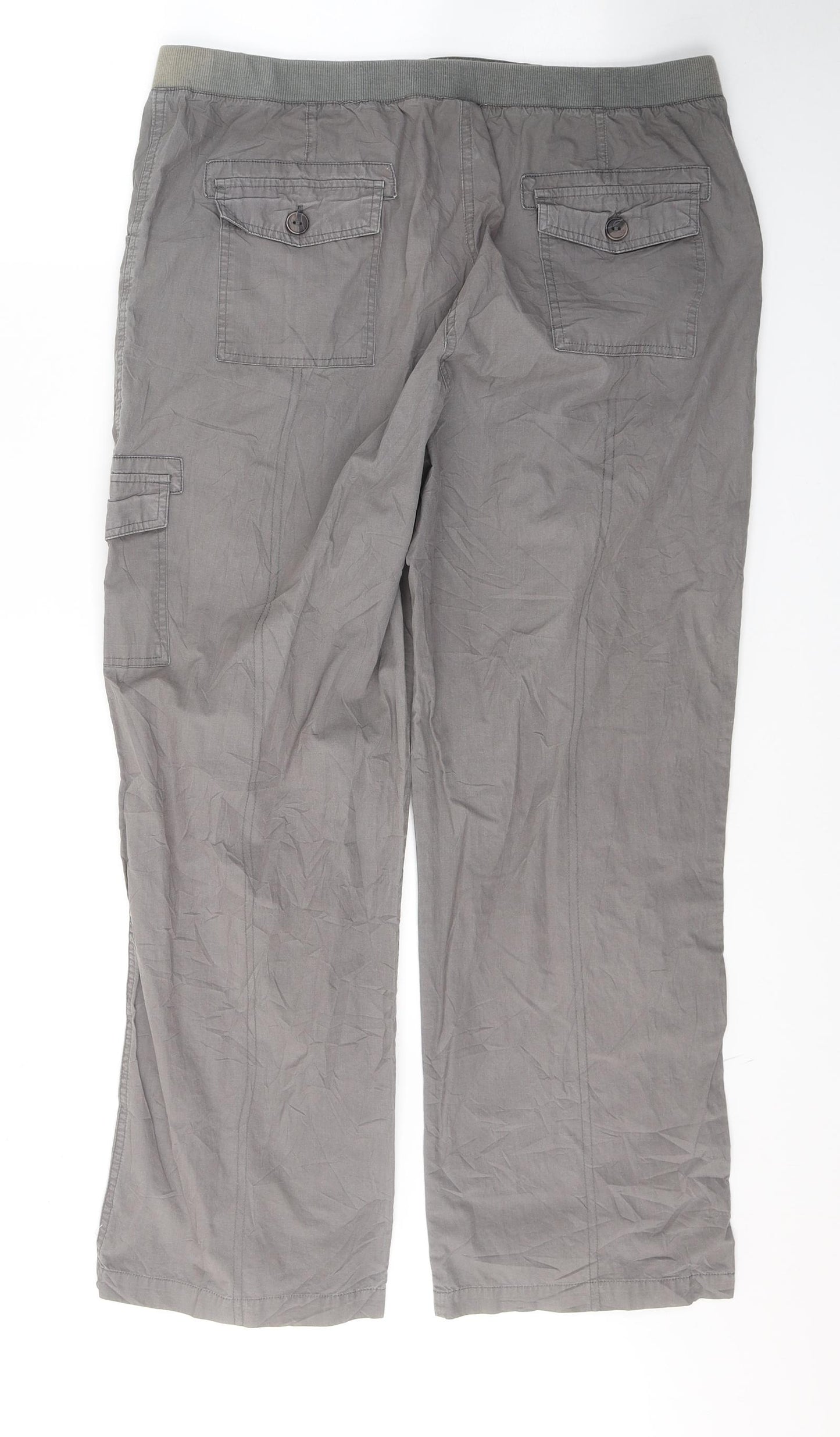 Damart Womens Grey  Cotton Cargo Trousers Size 16 L28 in Regular Button
