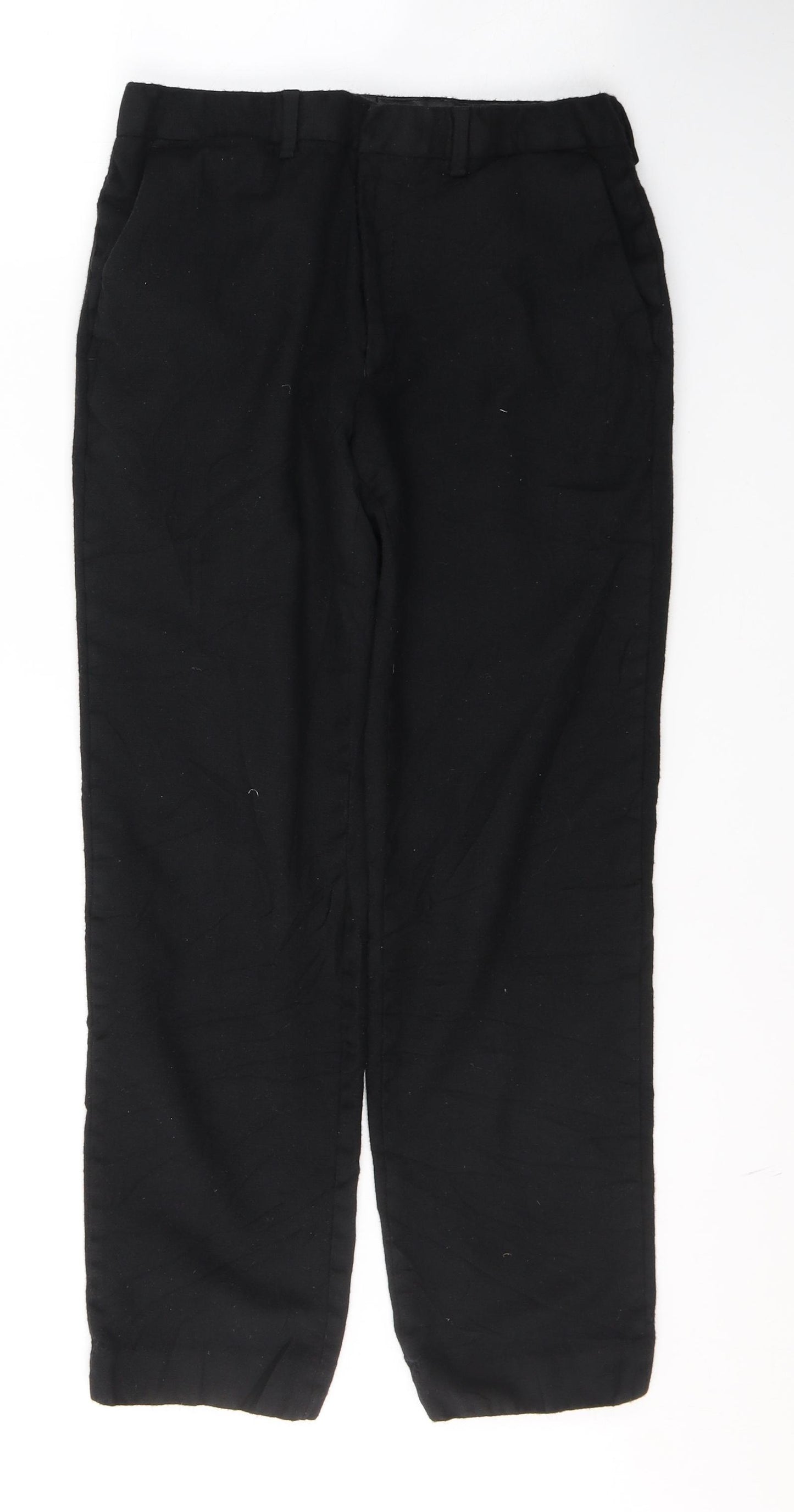 Marks and Spencer Mens Black  Wool Trousers  Size 30 in L29 in Regular Buckle