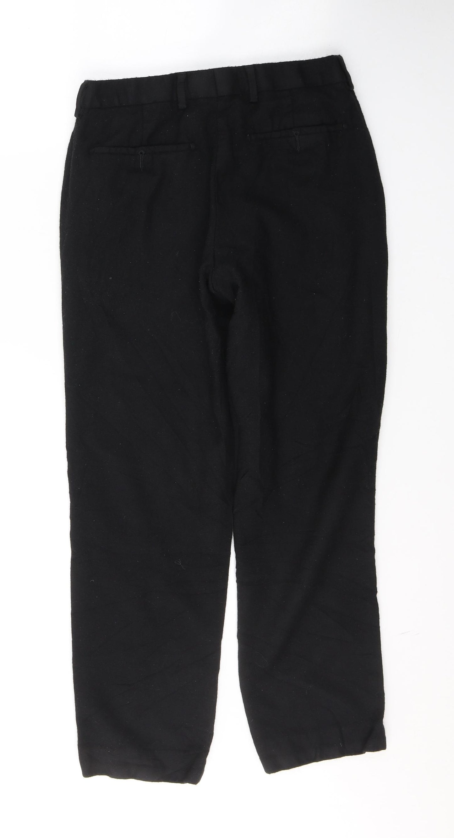 Marks and Spencer Mens Black  Wool Trousers  Size 30 in L29 in Regular Buckle
