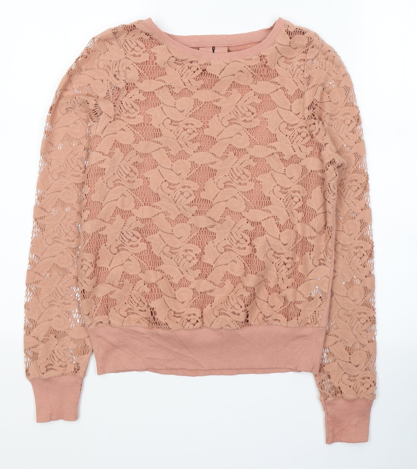 Atmosphere Womens Pink Floral Cotton Jersey Blouse Size 6 Round Neck
