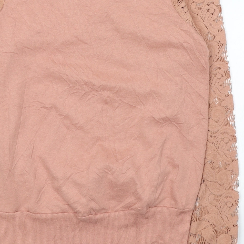 Atmosphere Womens Pink Floral Cotton Jersey Blouse Size 6 Round Neck