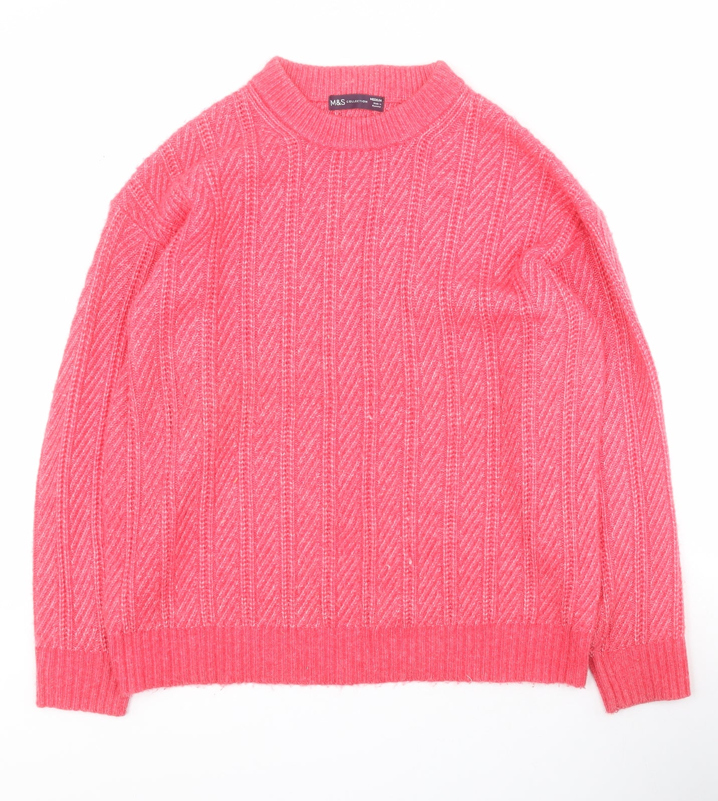 Marks and Spencer Womens Pink Round Neck  Polyester Pullover Jumper Size M