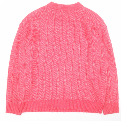 Marks and Spencer Womens Pink Round Neck  Polyester Pullover Jumper Size M