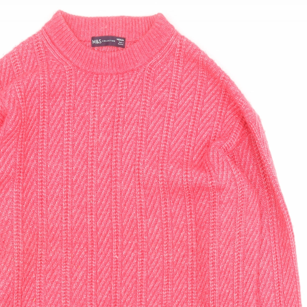 Marks and Spencer Womens Pink Round Neck  Polyester Pullover Jumper Size M