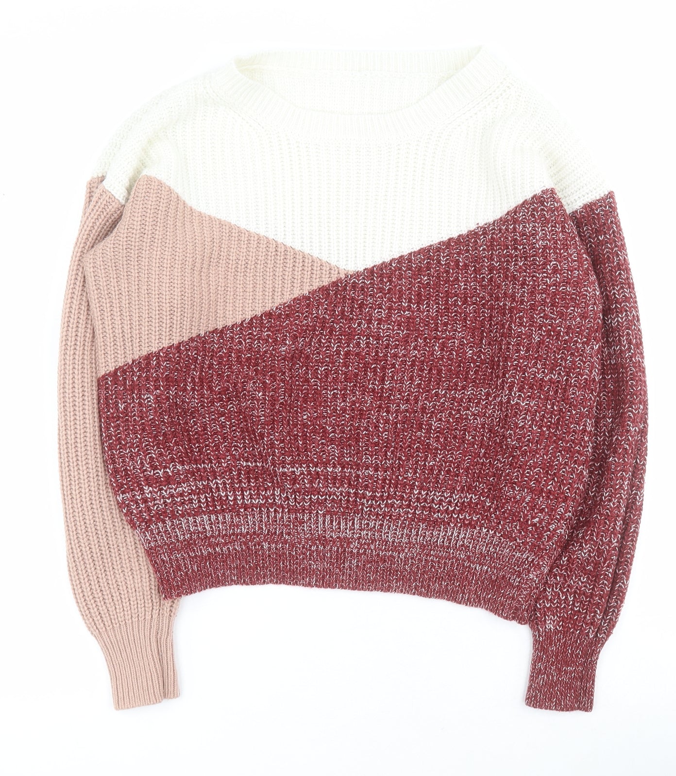 SheIn Womens Red Round Neck  Acrylic Pullover Jumper Size M