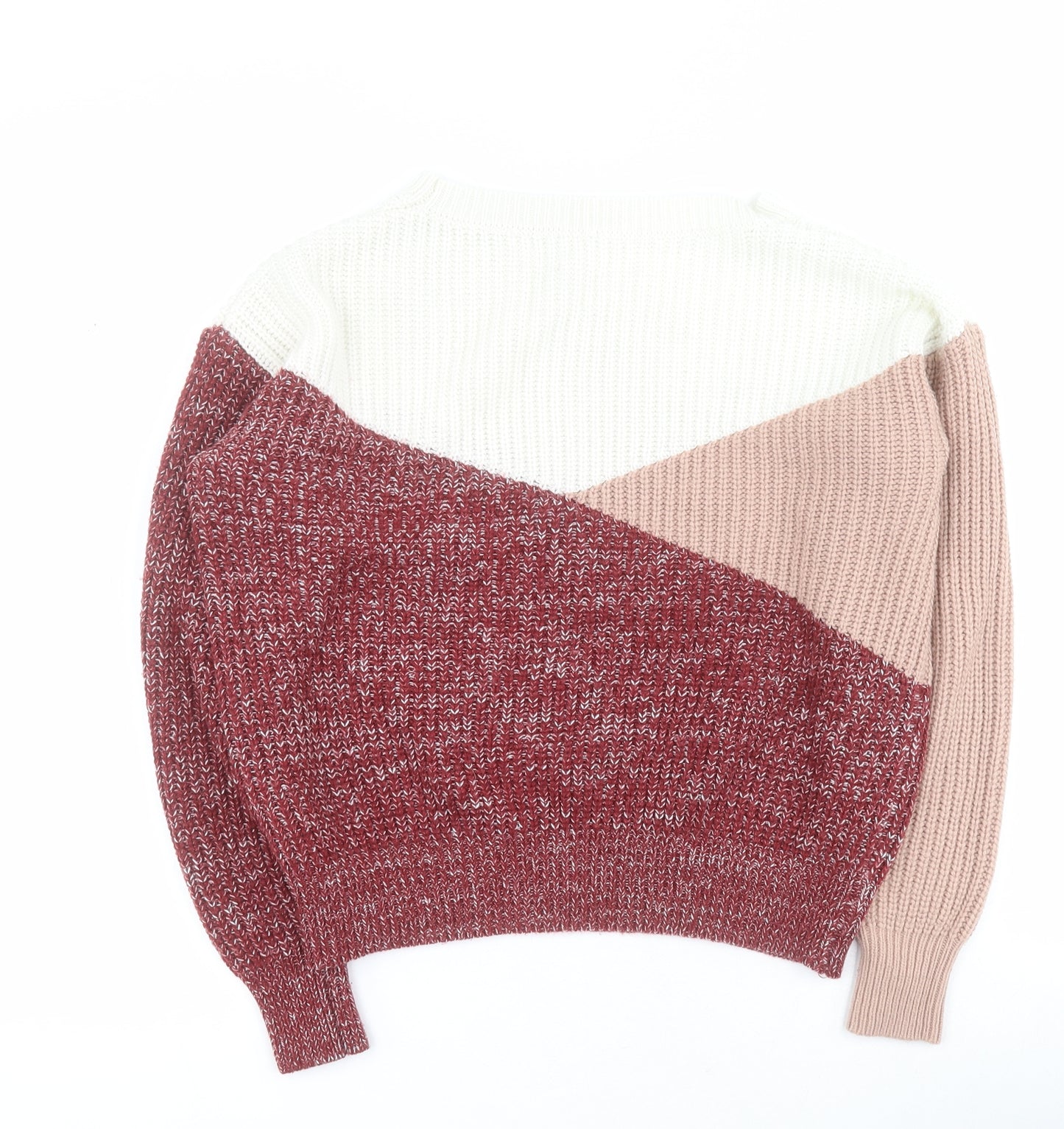 SheIn Womens Red Round Neck  Acrylic Pullover Jumper Size M