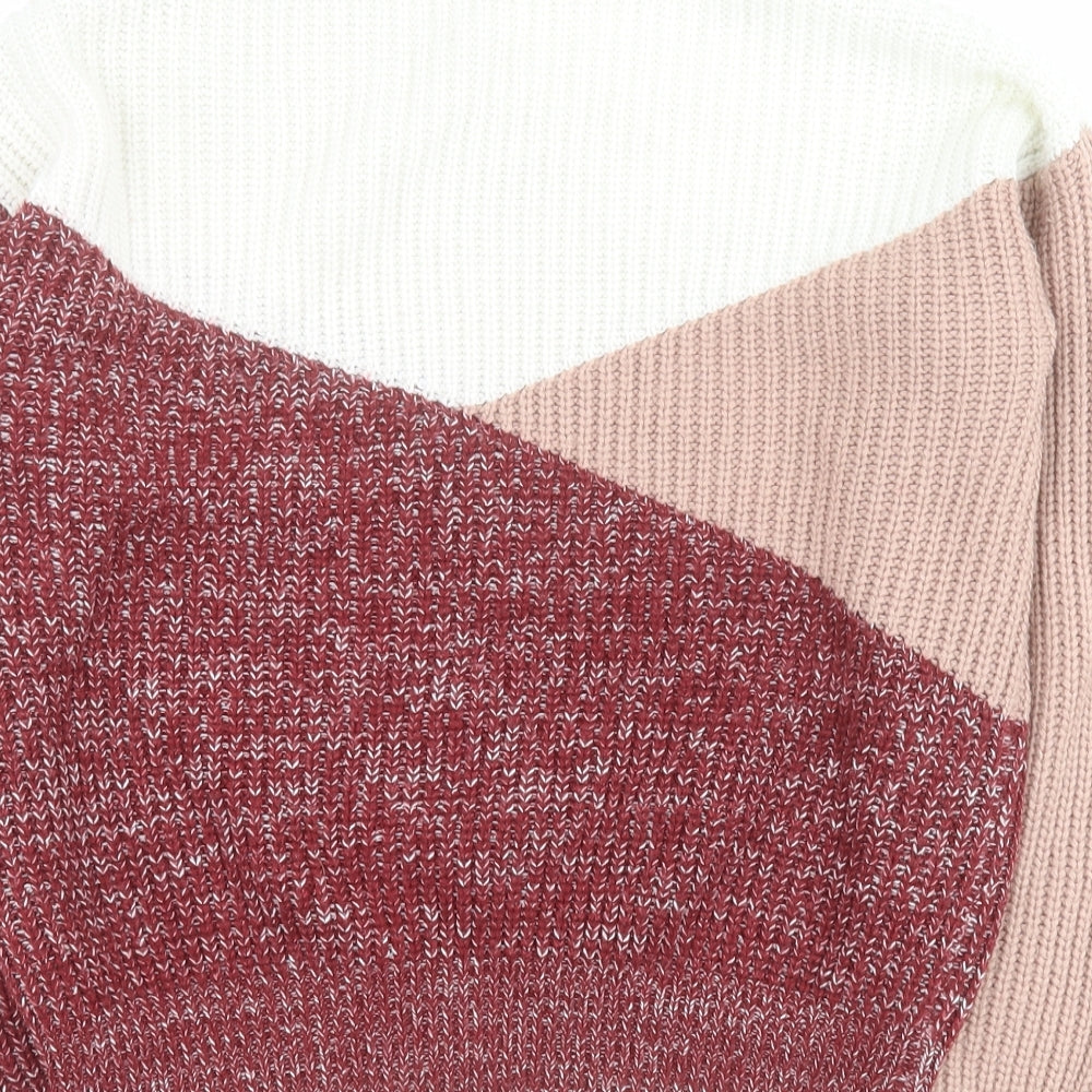 SheIn Womens Red Round Neck  Acrylic Pullover Jumper Size M