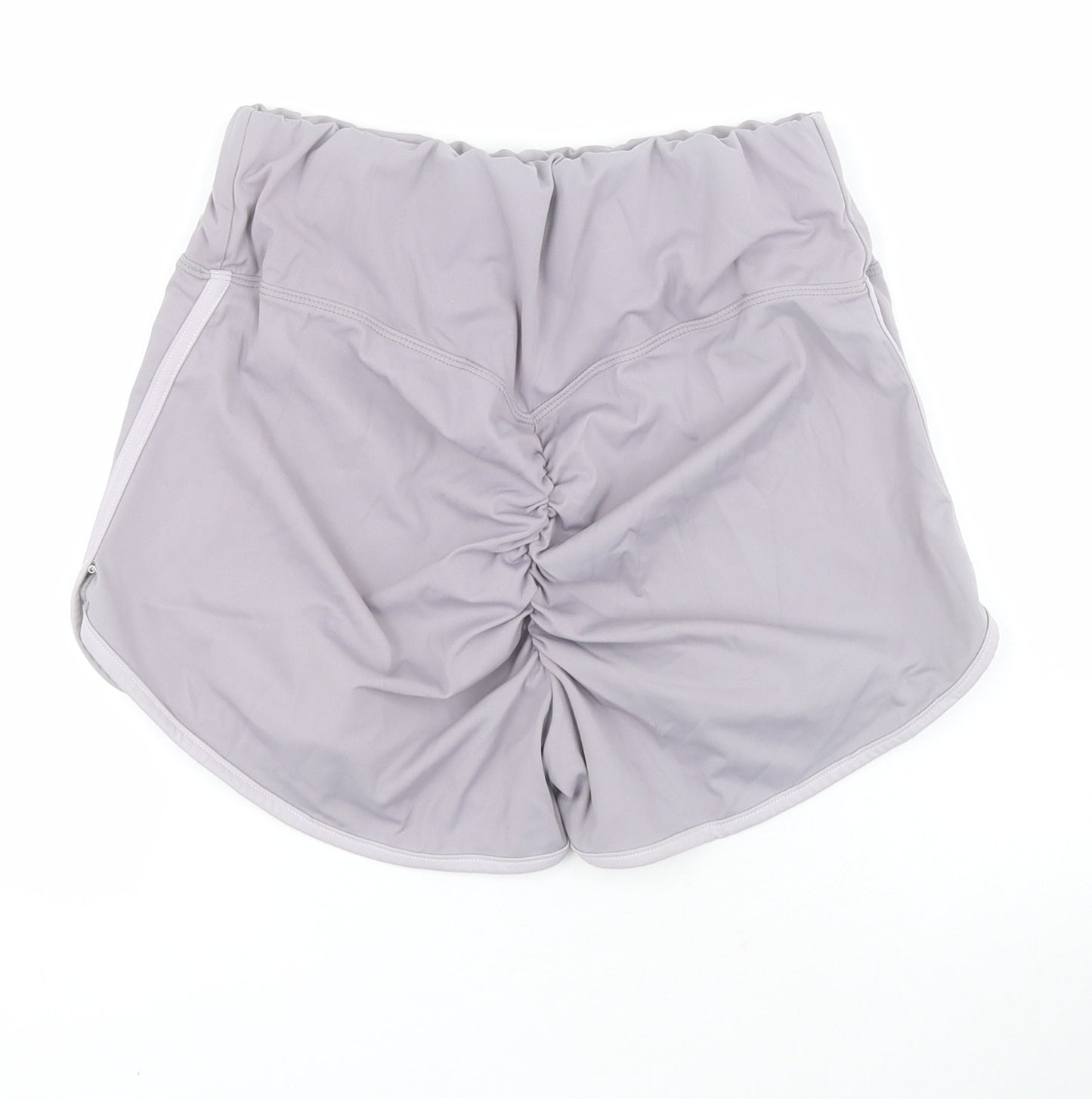 SheIn Womens Grey  Nylon Hot Pants Shorts Size L L3 in Regular  - Ruched bum