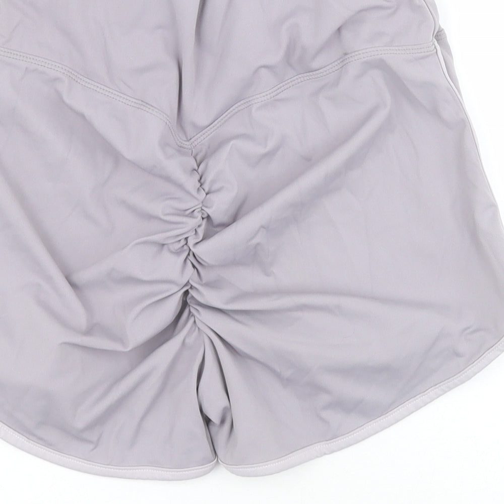 SheIn Womens Grey  Nylon Hot Pants Shorts Size L L3 in Regular  - Ruched bum