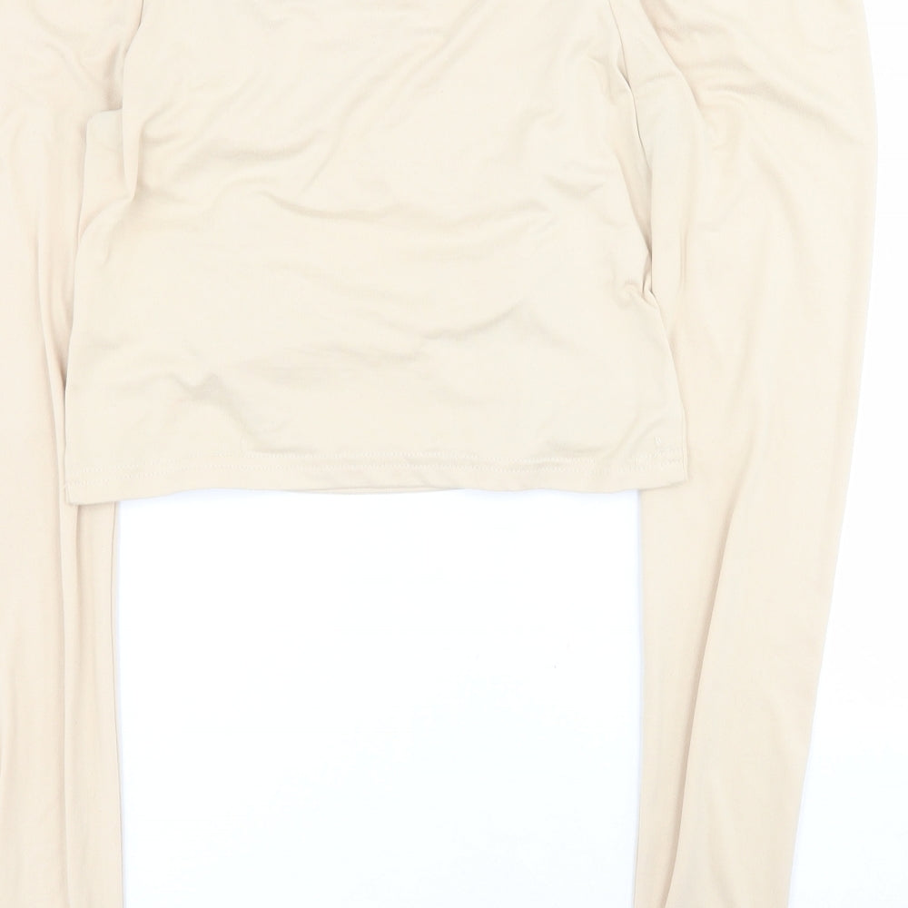 SheIn Womens Beige  Polyester Cropped Blouse Size L Off the Shoulder