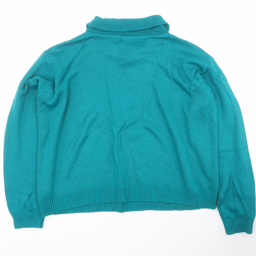 Perception Womens Green Collared  Acrylic Pullover Jumper Size L
