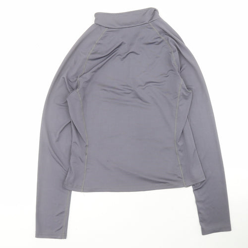 SheIn Womens Grey  Polyester Pullover T-Shirt Size M Collared Zip