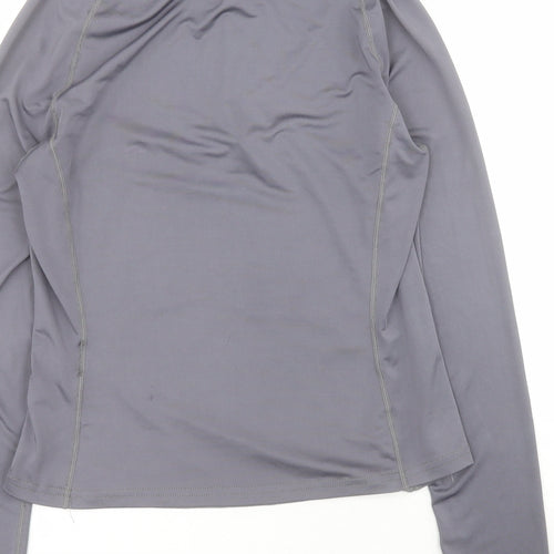 SheIn Womens Grey  Polyester Pullover T-Shirt Size M Collared Zip