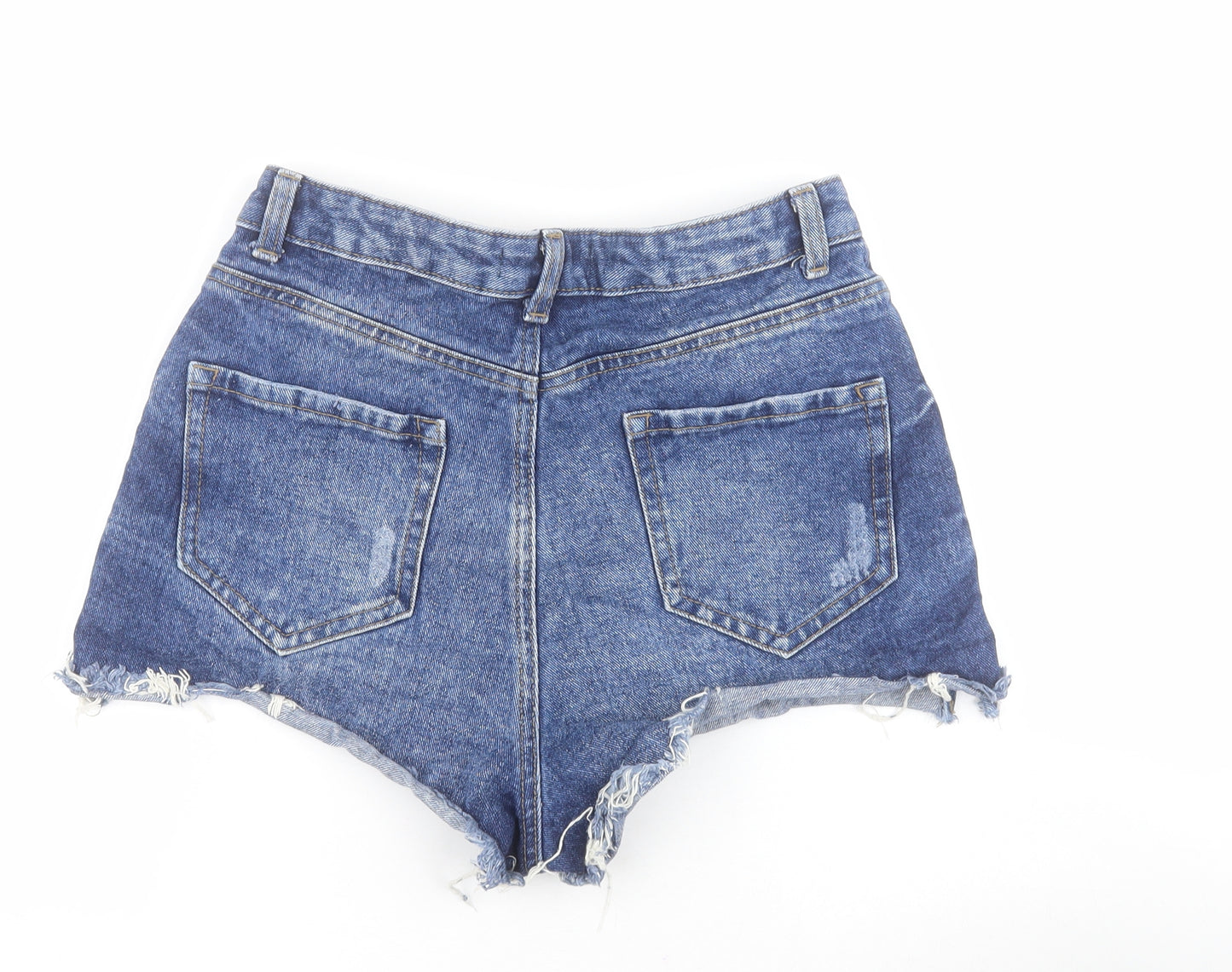Primark Womens Blue  100% Cotton Cut-Off Shorts Size 10 L3 in Regular Zip