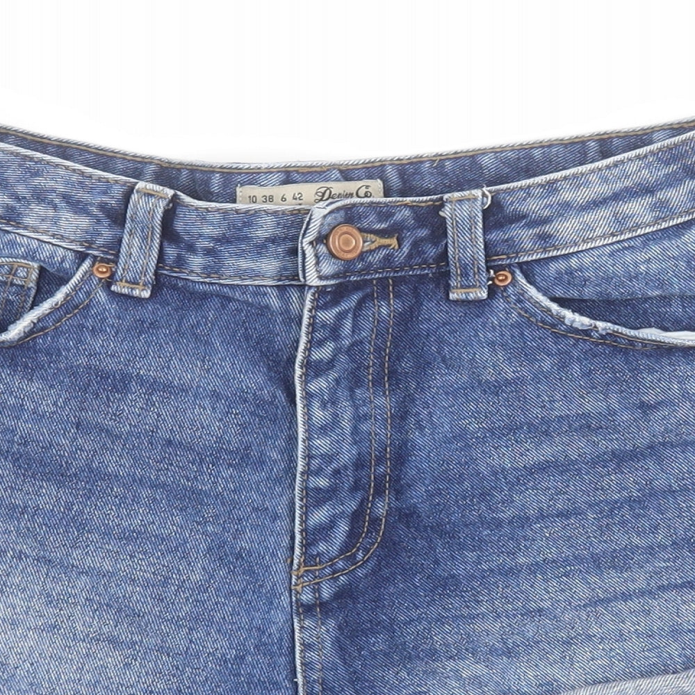 Primark Womens Blue  100% Cotton Cut-Off Shorts Size 10 L3 in Regular Zip