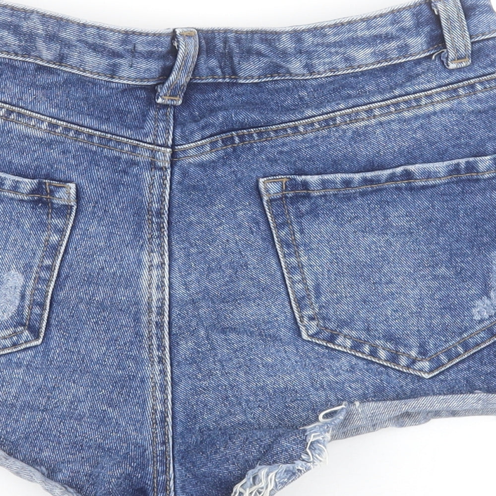 Primark Womens Blue  100% Cotton Cut-Off Shorts Size 10 L3 in Regular Zip