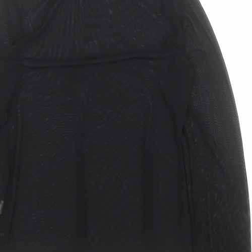 Fancyqube Womens Black  Polyester Basic T-Shirt Size L High Neck - Mesh