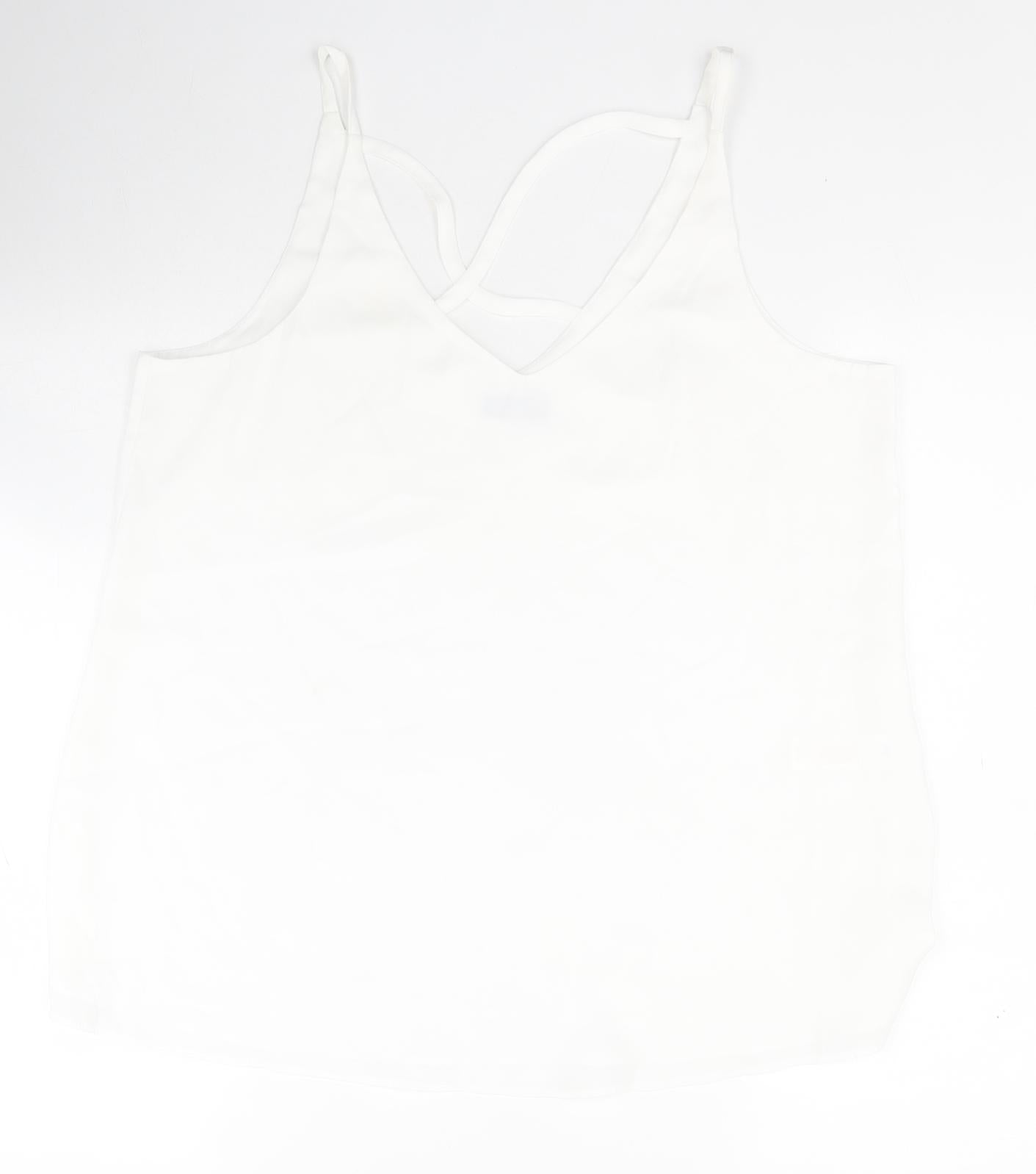 F&F Womens White  Polyester Camisole Tank Size 14 V-Neck