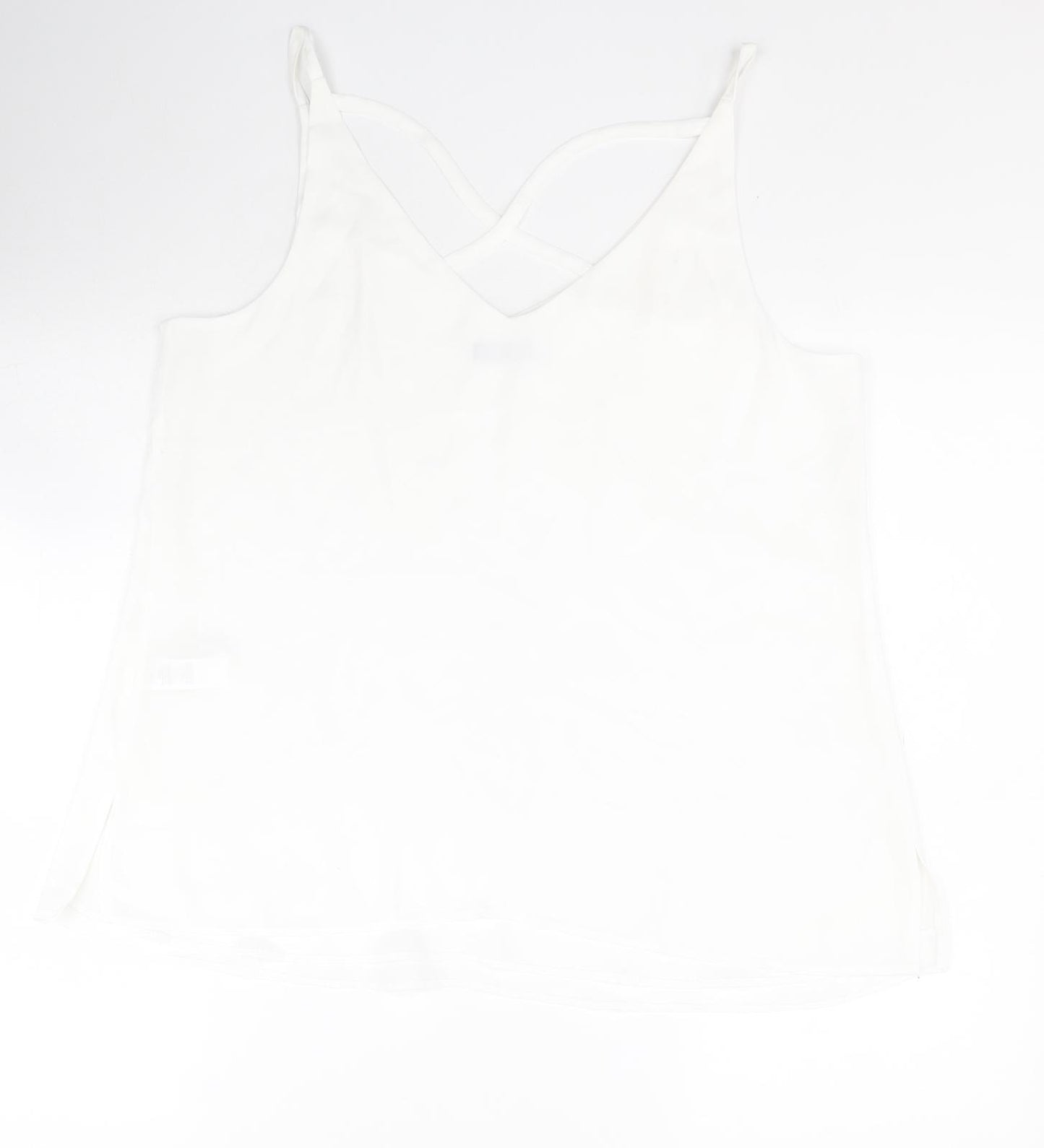 F&F Womens White  Polyester Camisole Tank Size 14 V-Neck