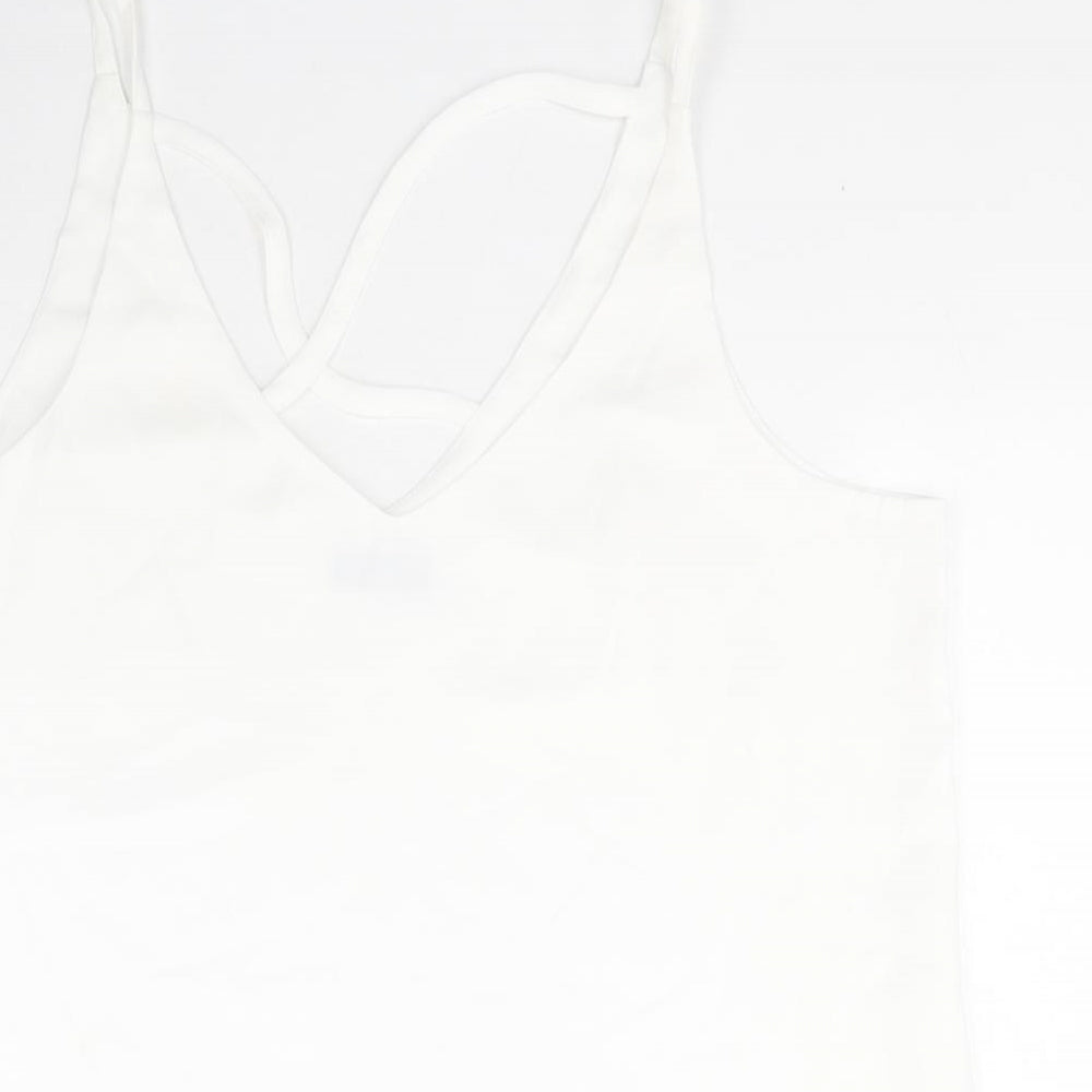 F&F Womens White  Polyester Camisole Tank Size 14 V-Neck