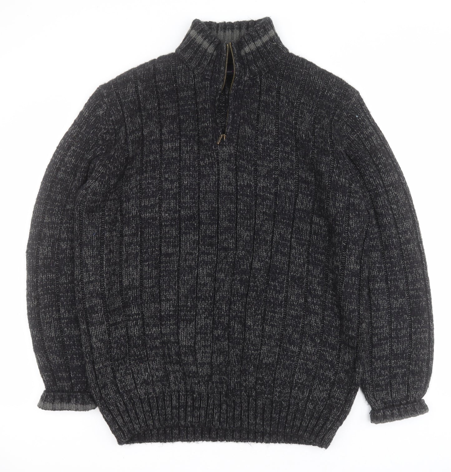 Matalan Mens Black High Neck Houndstooth Acrylic Pullover Jumper Size XL