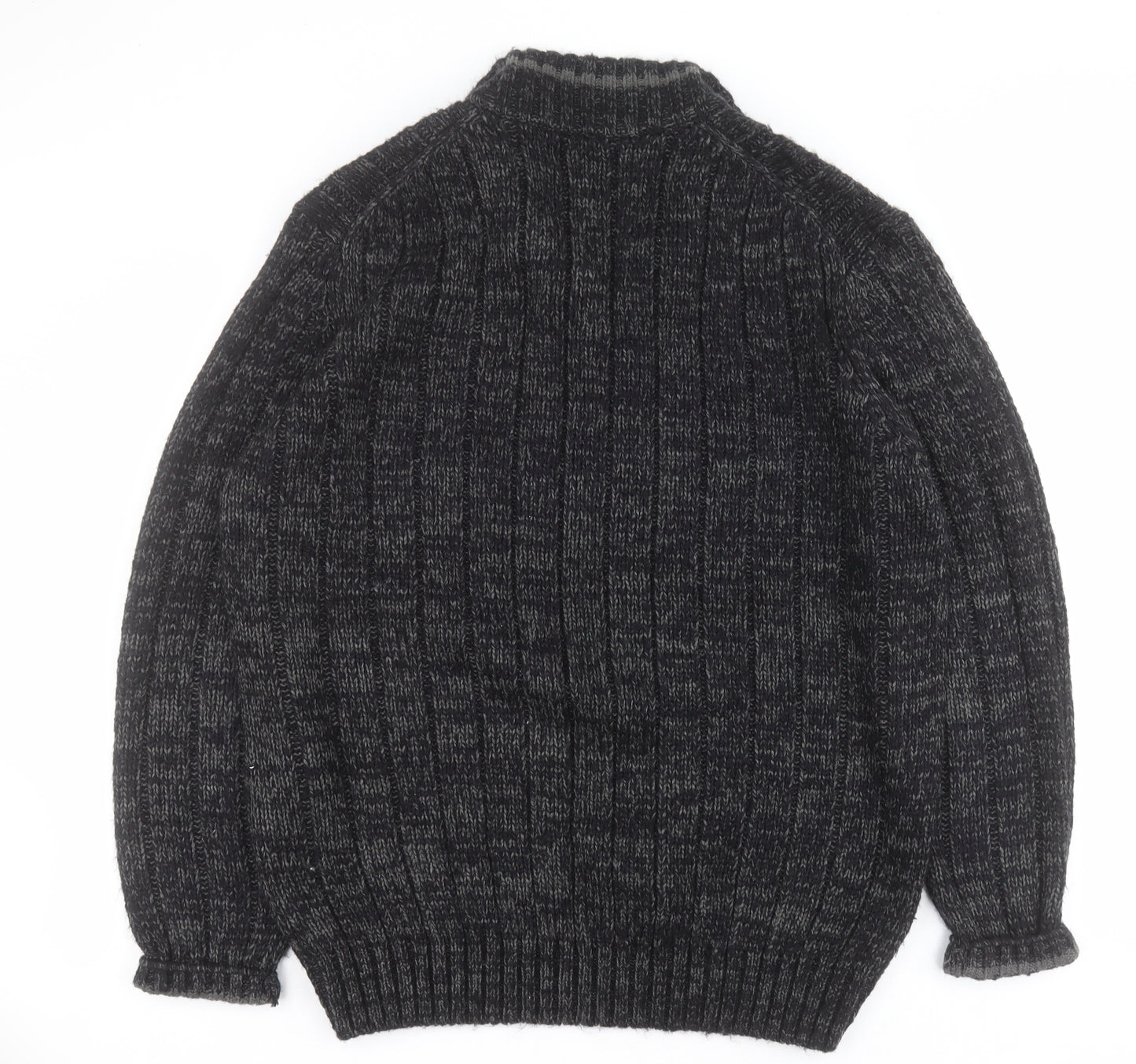 Matalan Mens Black High Neck Houndstooth Acrylic Pullover Jumper Size XL