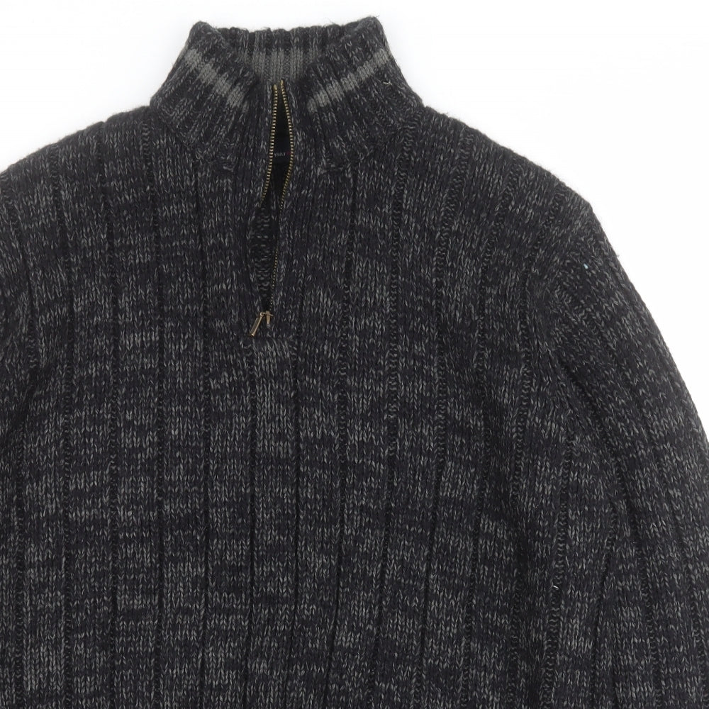 Matalan Mens Black High Neck Houndstooth Acrylic Pullover Jumper Size XL