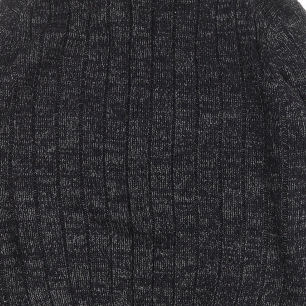 Matalan Mens Black High Neck Houndstooth Acrylic Pullover Jumper Size XL