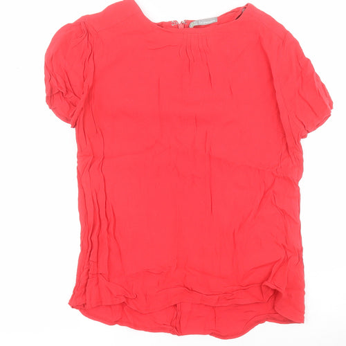 New Look Womens Red  Viscose Basic Blouse Size 10 Round Neck