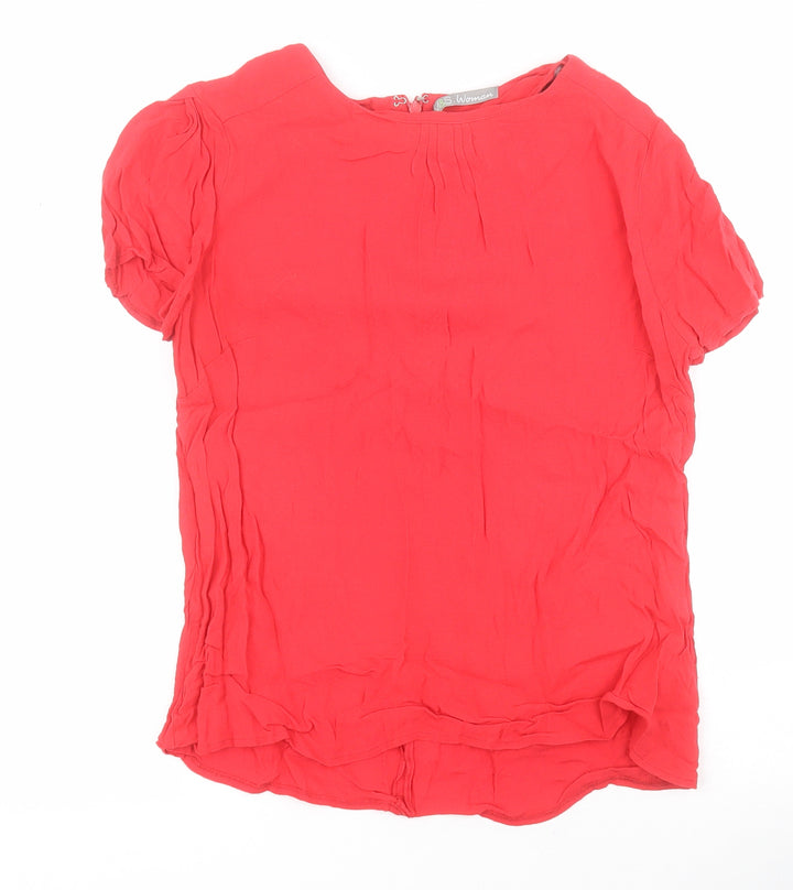 New Look Womens Red Viscose Basic Blouse Size 10 Round Neck
