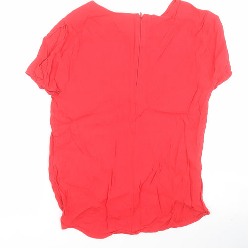 New Look Womens Red  Viscose Basic Blouse Size 10 Round Neck