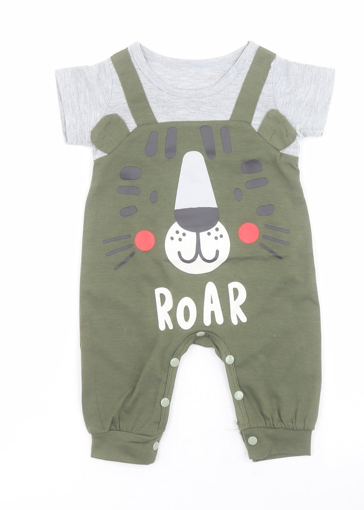 SheIn Baby Green Polyester Babygrow One-Piece One Size Snap - Lion