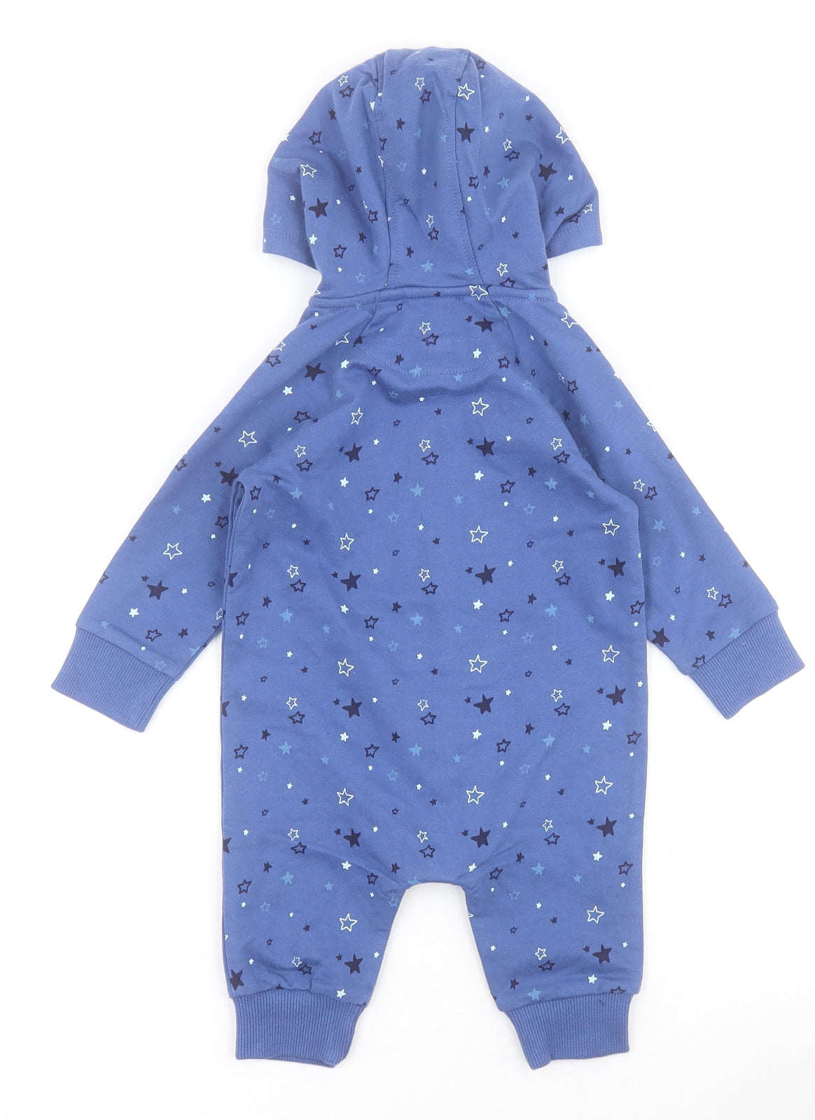 Very Baby Blue  Cotton Babygrow One-Piece Size 3-6 Months  Zip - Stars