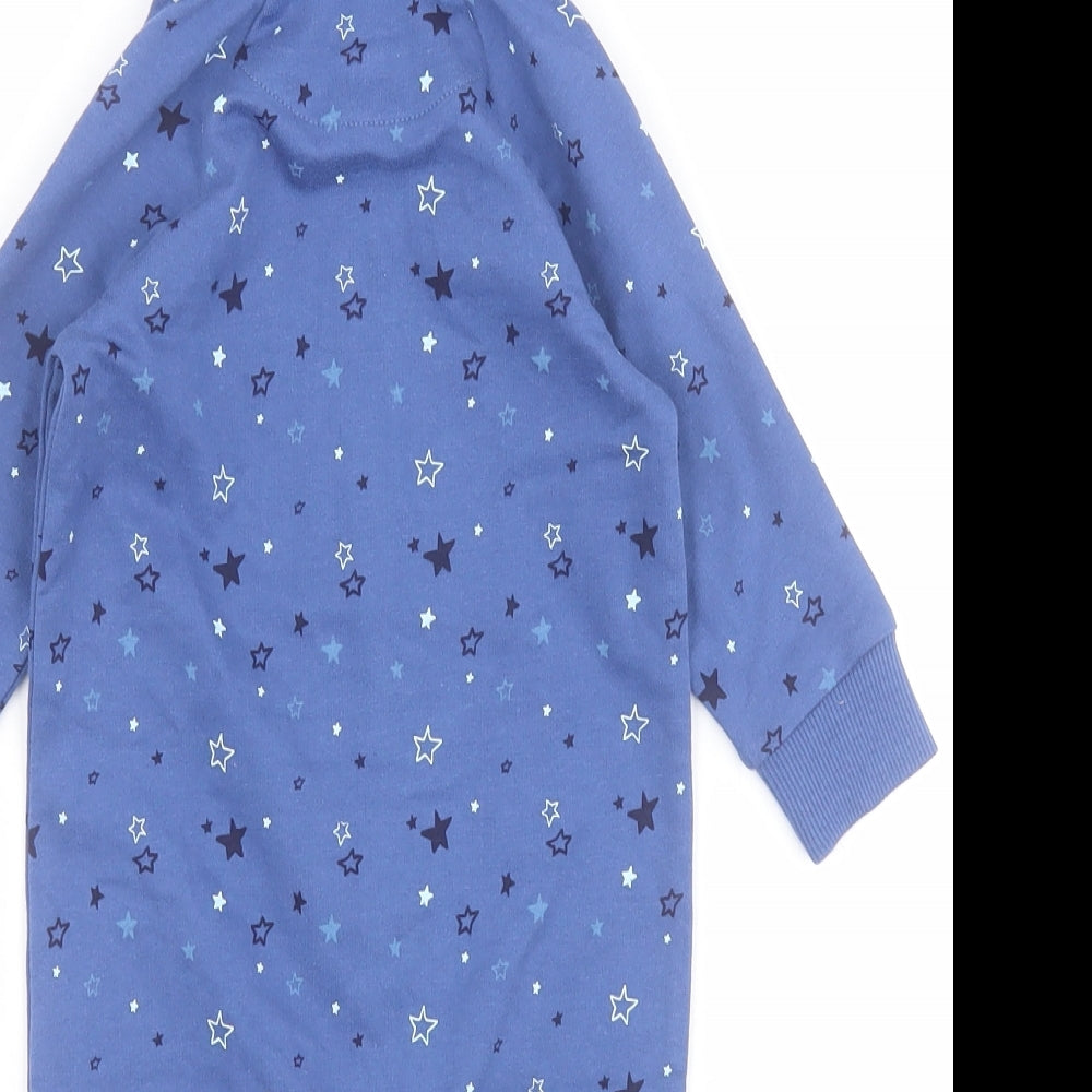 Very Baby Blue  Cotton Babygrow One-Piece Size 3-6 Months  Zip - Stars