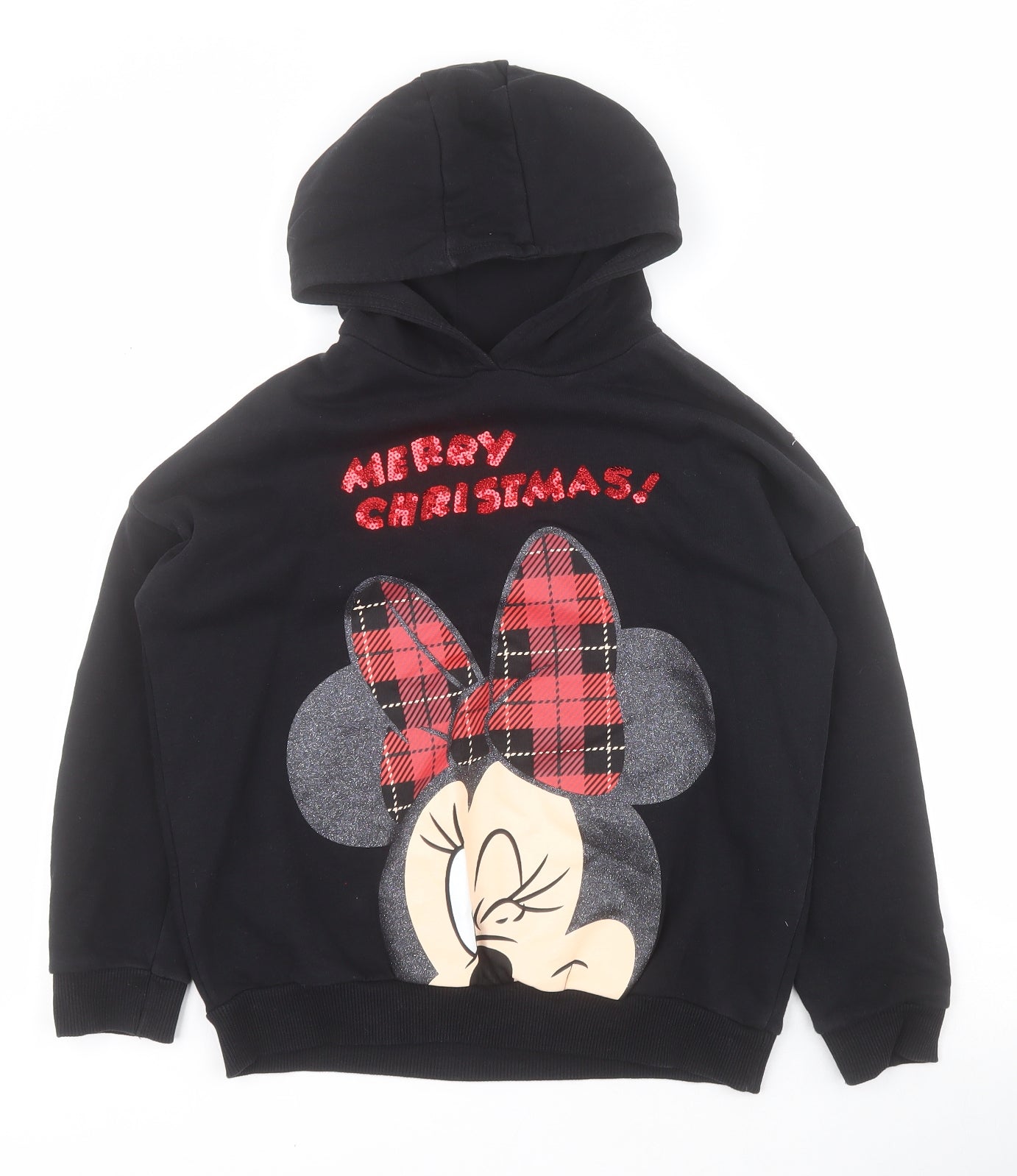 George Girls Black  Cotton Pullover Hoodie Size 7-8 Years  Pullover - Minnie Mouse / Christmas