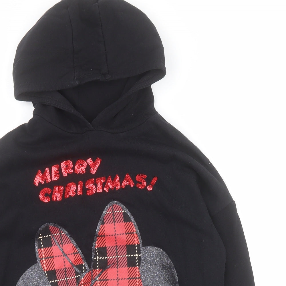 George Girls Black  Cotton Pullover Hoodie Size 7-8 Years  Pullover - Minnie Mouse / Christmas